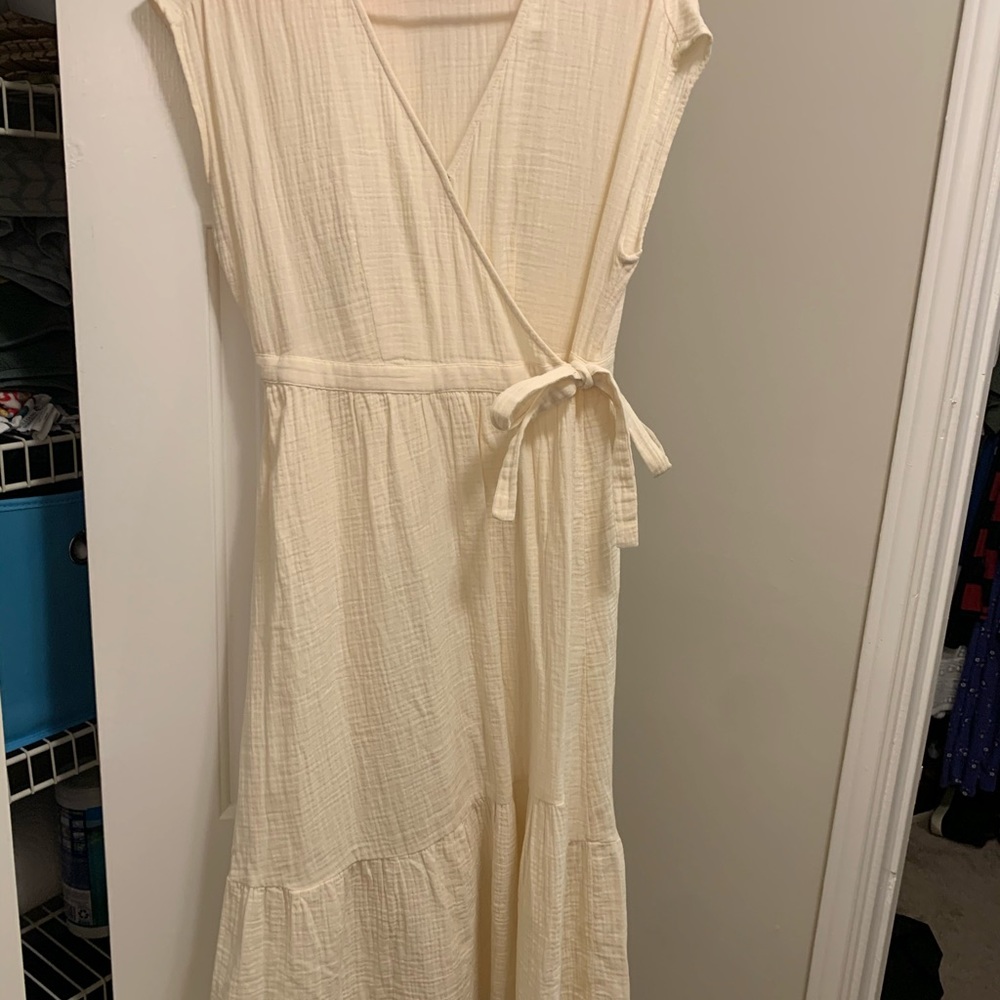 Cream midi wrap dress